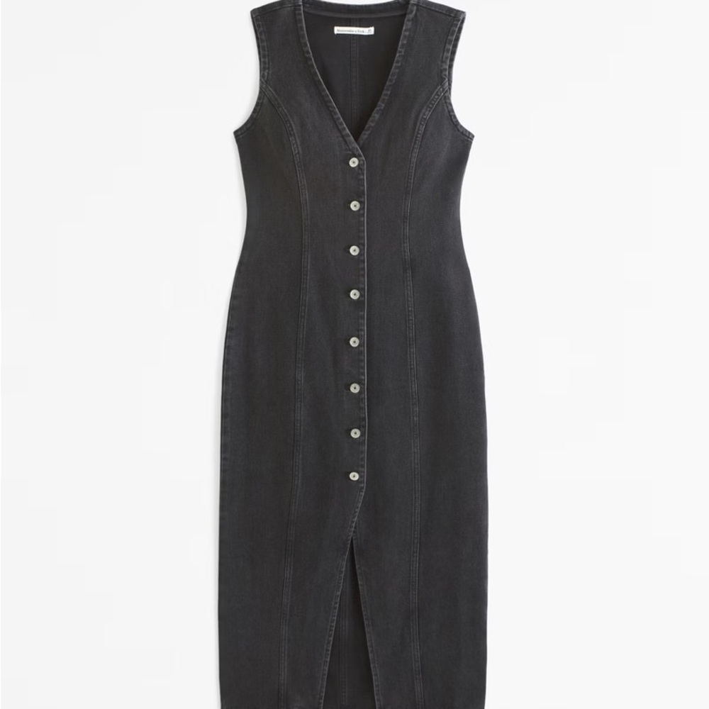 Black Denim Sleeveless Vest Dress